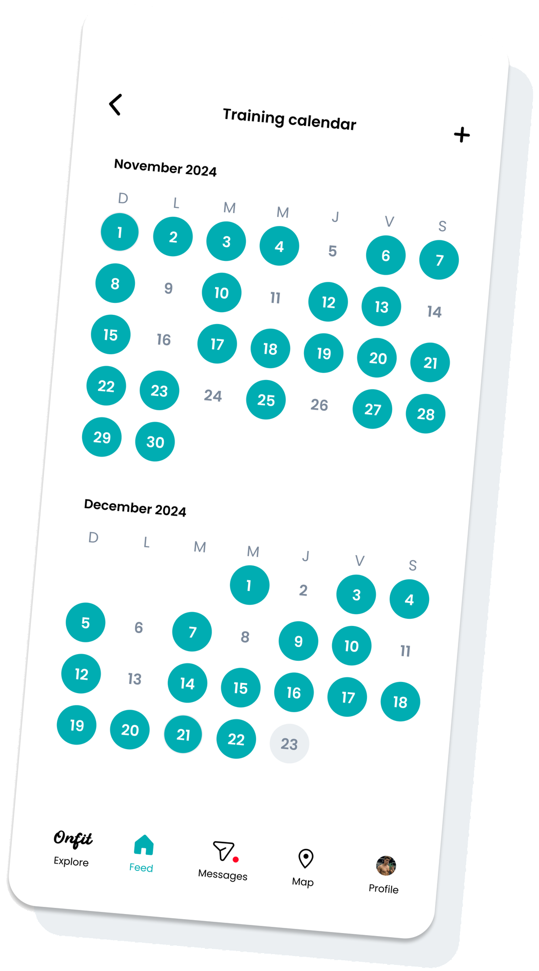 Calendrier d'entraînement OnFit